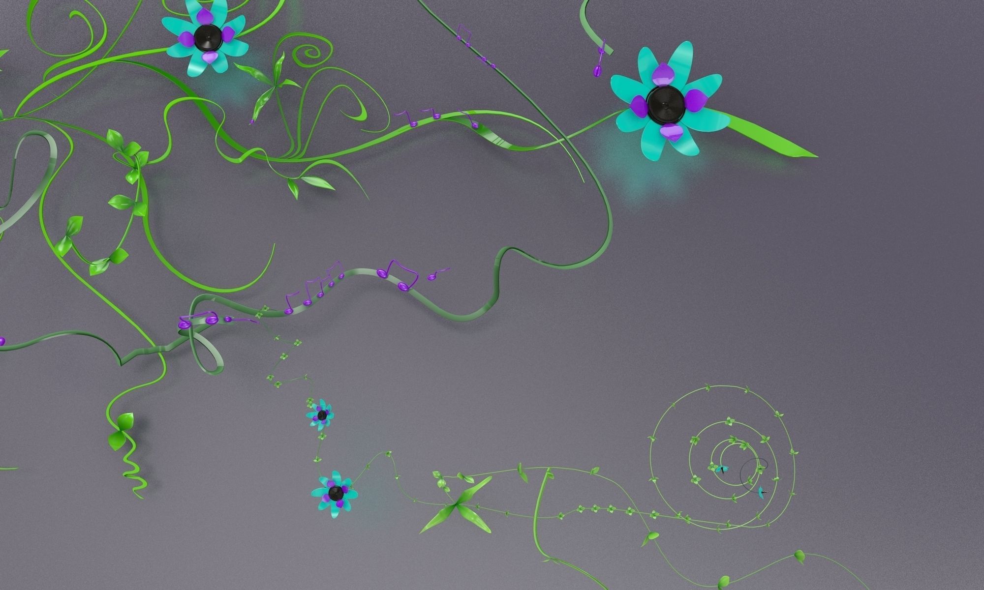 sound with flowers 3D model_4