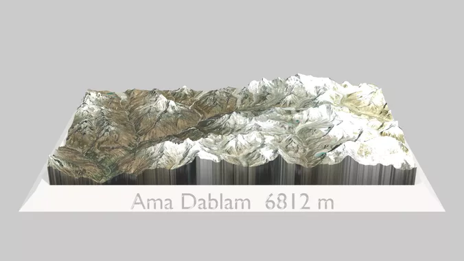 Ama Dablam Surrounding Terrain 3D Model