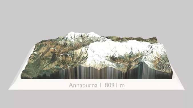 Annapurna I Surrounding Terrain 3D Model