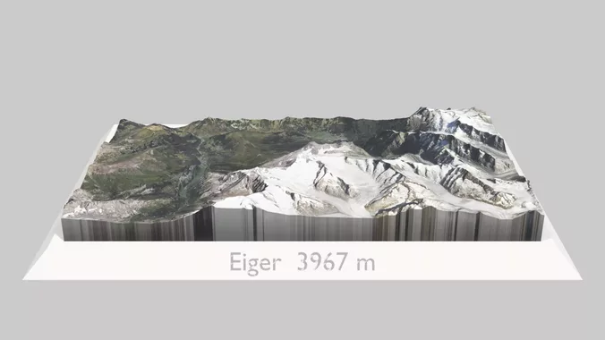 Eiger Surrounding Terrain 3D Model