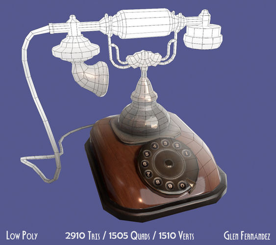 Antique Vintage Retro Phone Low-poly 3D model