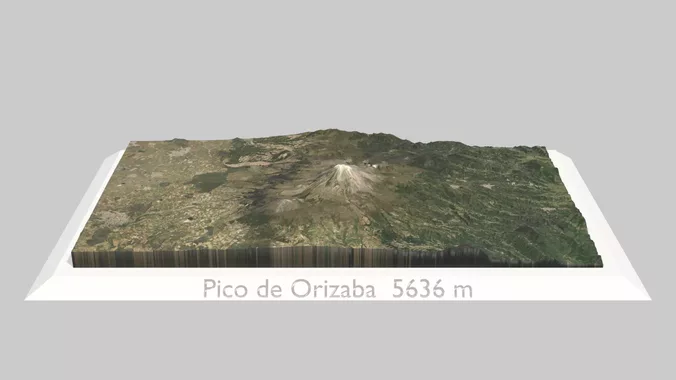 Pico de Orizaba Surrounding Terrain 3D Model
