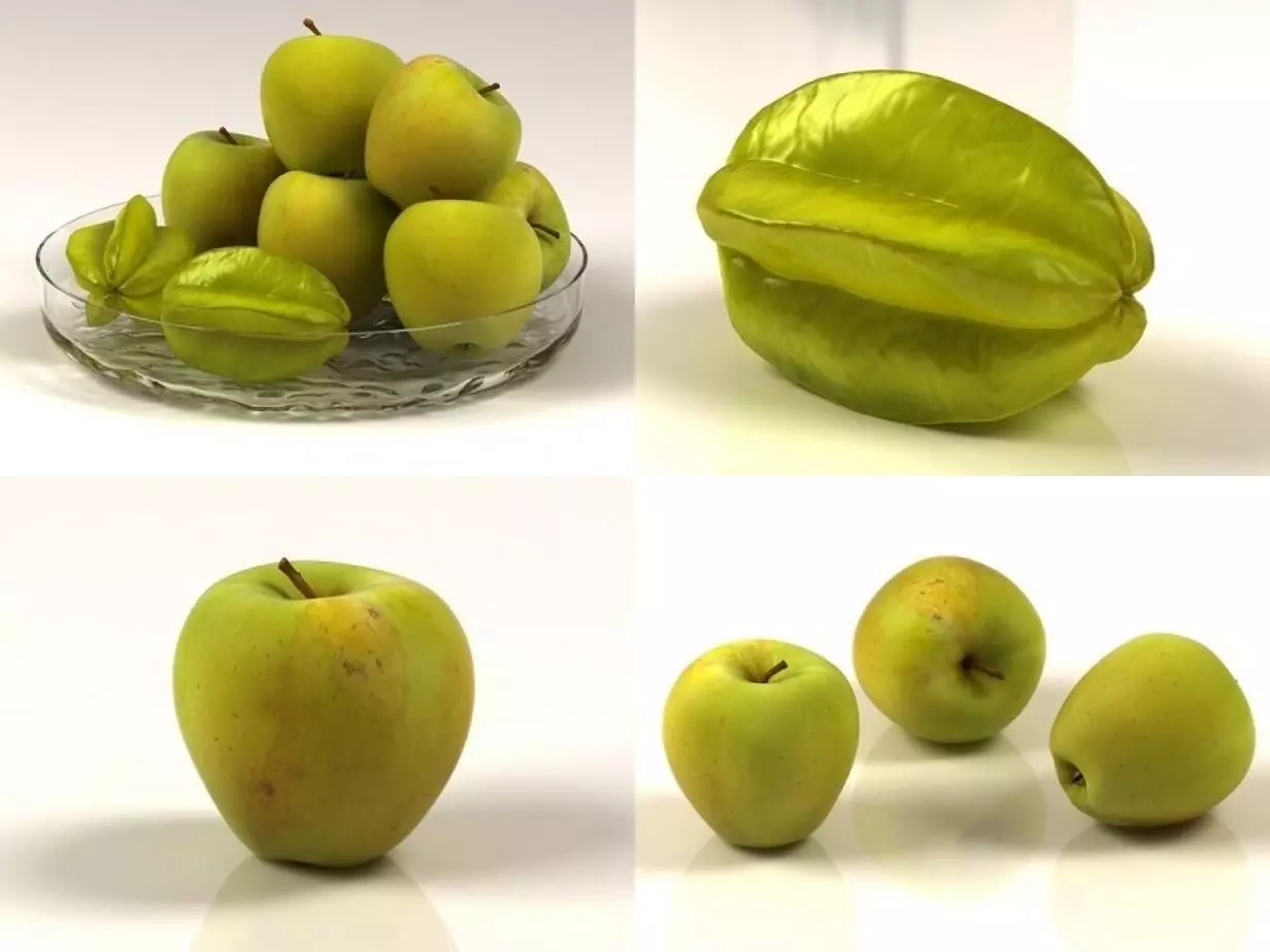 G apples in glass bowl 3D model_2