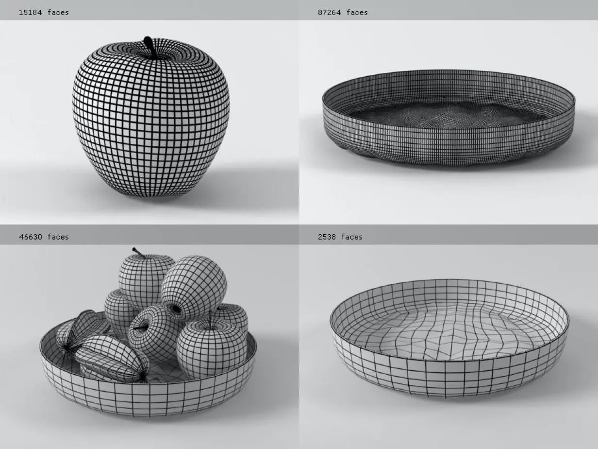 G apples in glass bowl 3D model_7