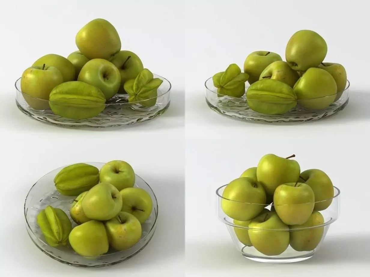 G apples in glass bowl 3D model_0