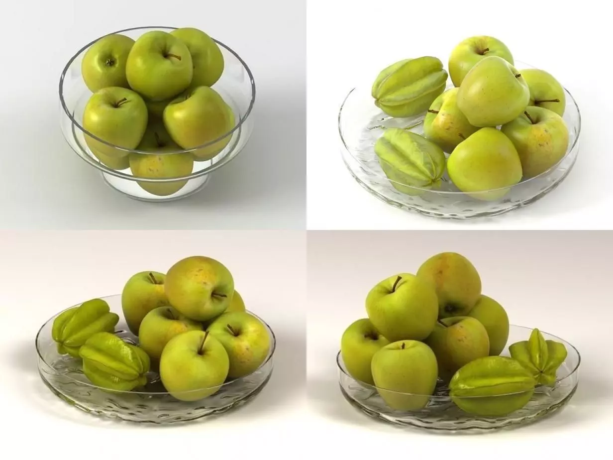 G apples in glass bowl 3D model_1