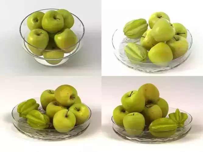 G apples in glass bowl