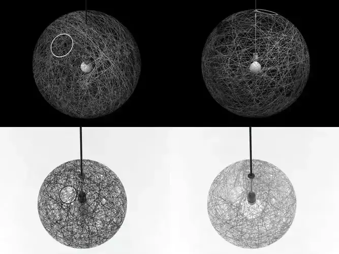 R L pendant lamp made of wires and balls