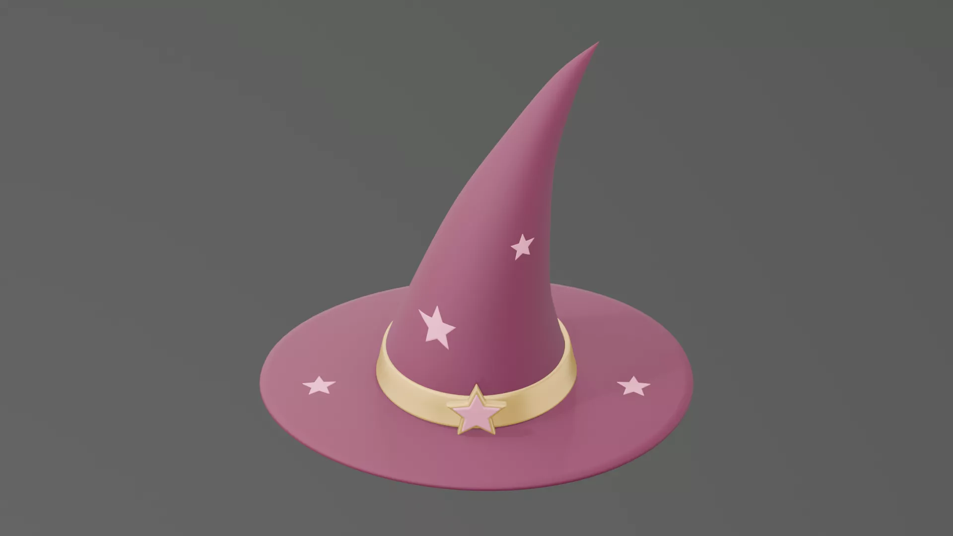 Lilac wizard hat with golden star Low-poly 3D model
