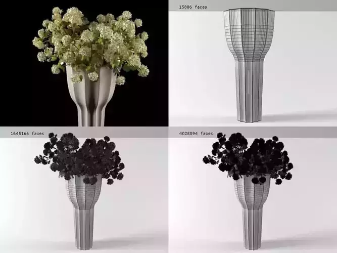 L vases with flowers