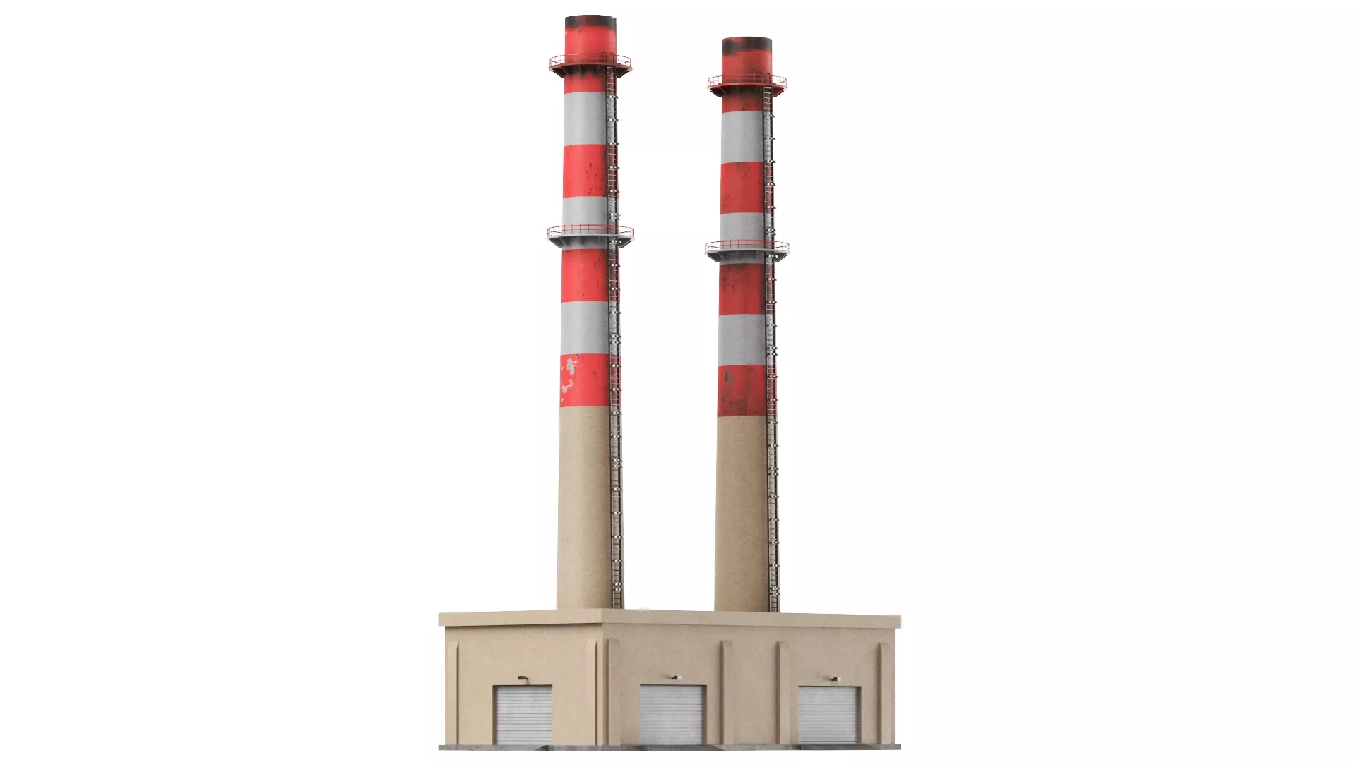 Refinery Chimneys Low-poly 3D model