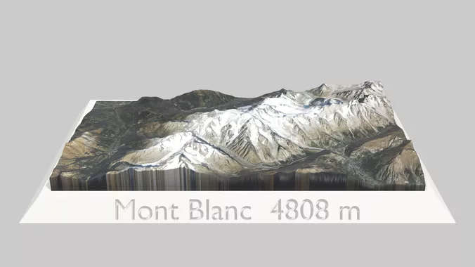 Mont Blanc Surrounding Terrain 3D Model