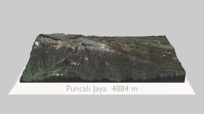 Puncak Jaya Surrounding Terrain 3D Model