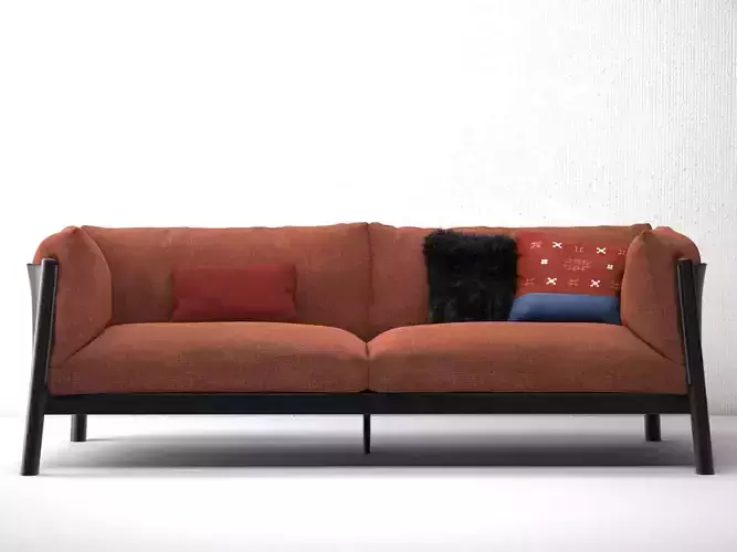 Y S sofa made of wood and leather