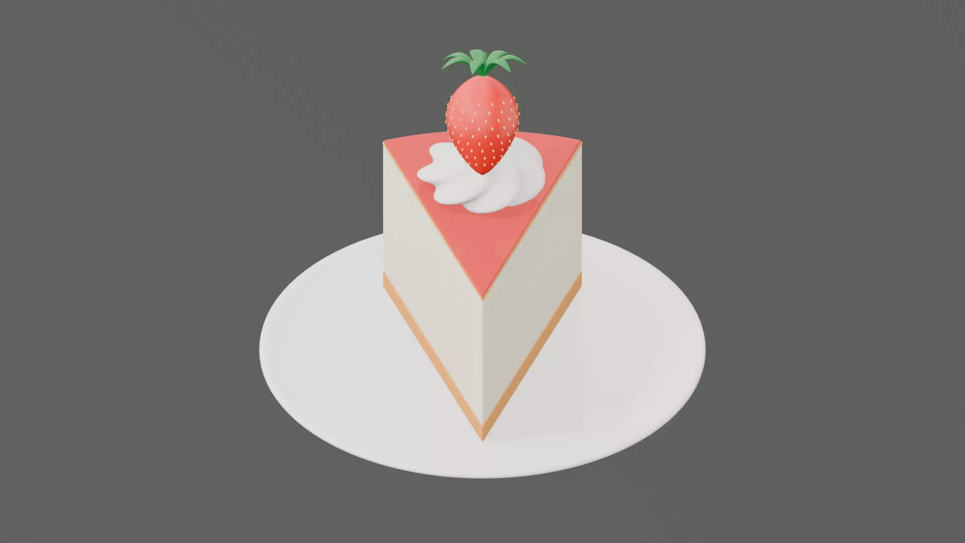Strawberry Cheesecake Slice Low-poly 3D model