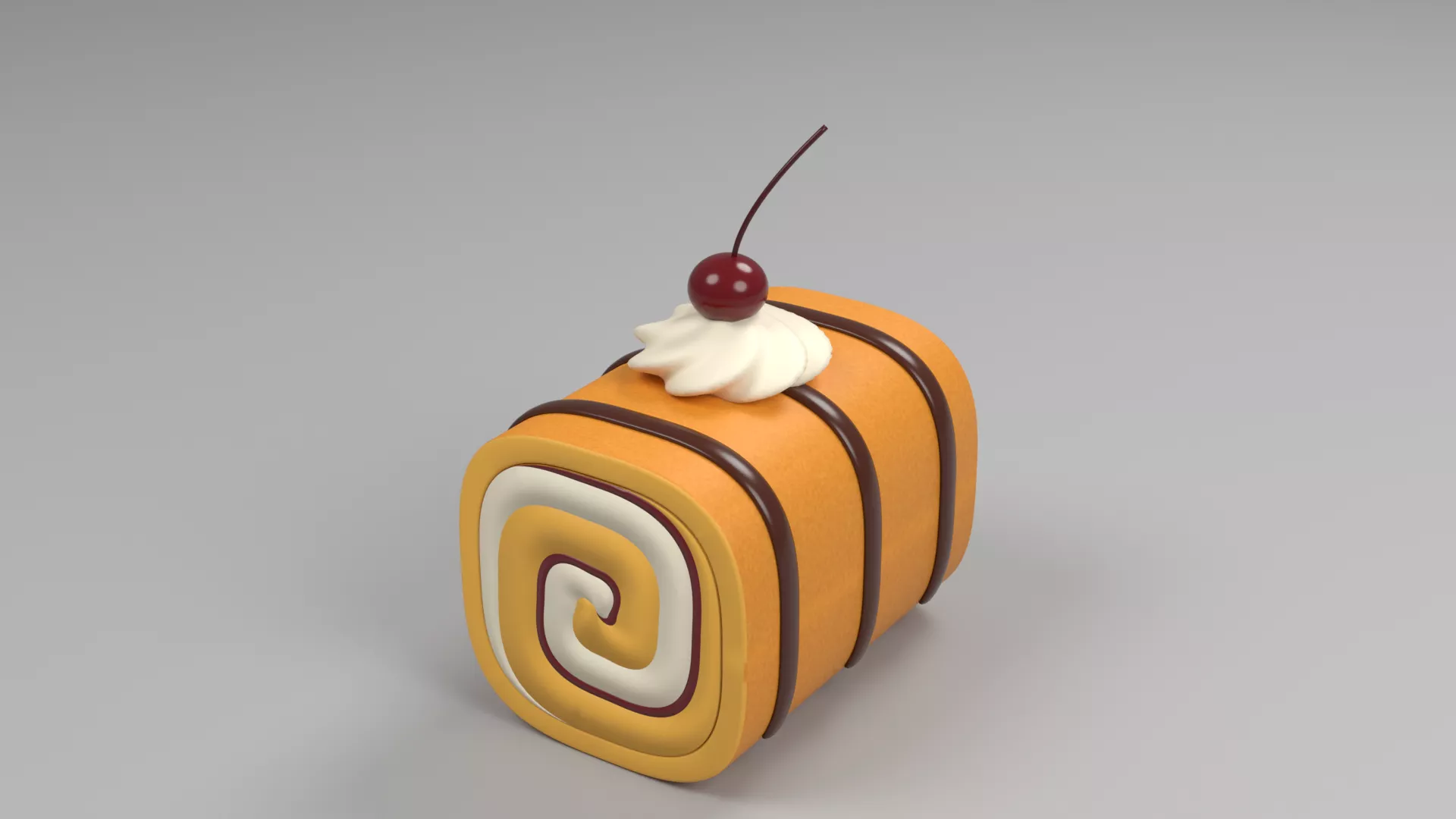 Cake Roll Stylized Low-poly 3D model