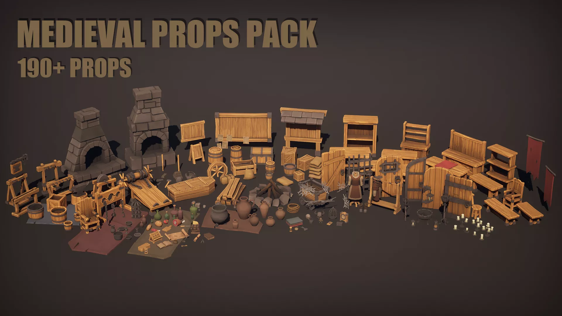 3D model Medieval Low Poly Props Pack VR / AR / low-poly | CGTrader