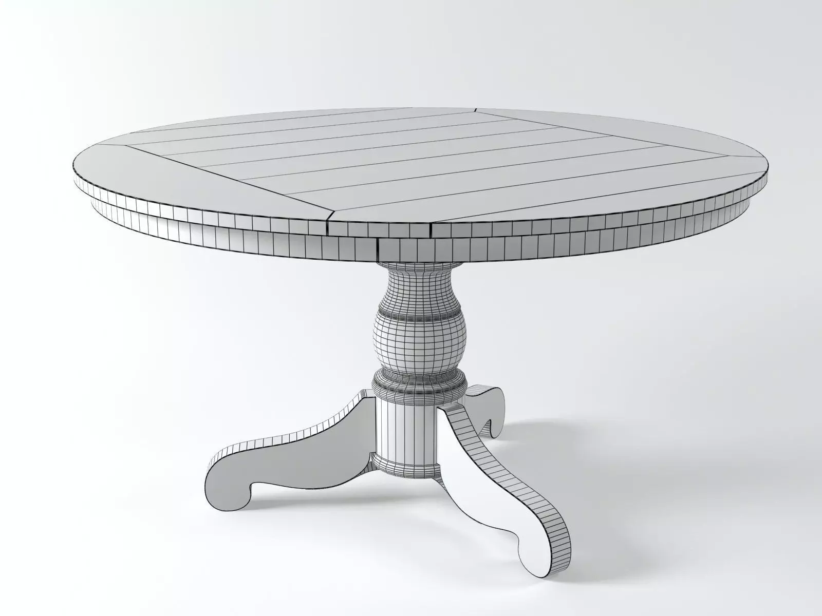 Woodstock round wooden table with four legs 3D model_5