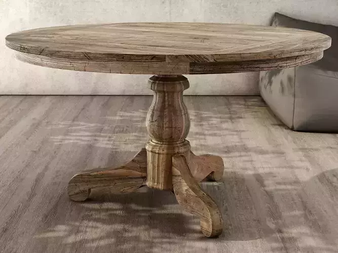 Woodstock round wooden table with four legs