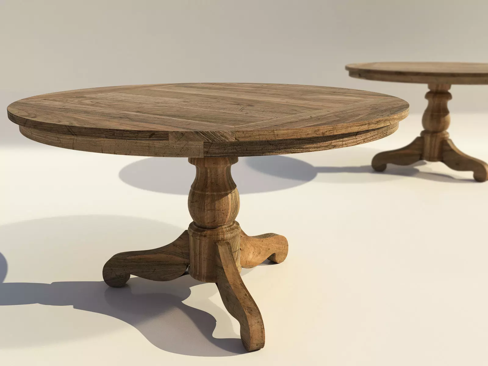 Woodstock round wooden table with four legs 3D model_3