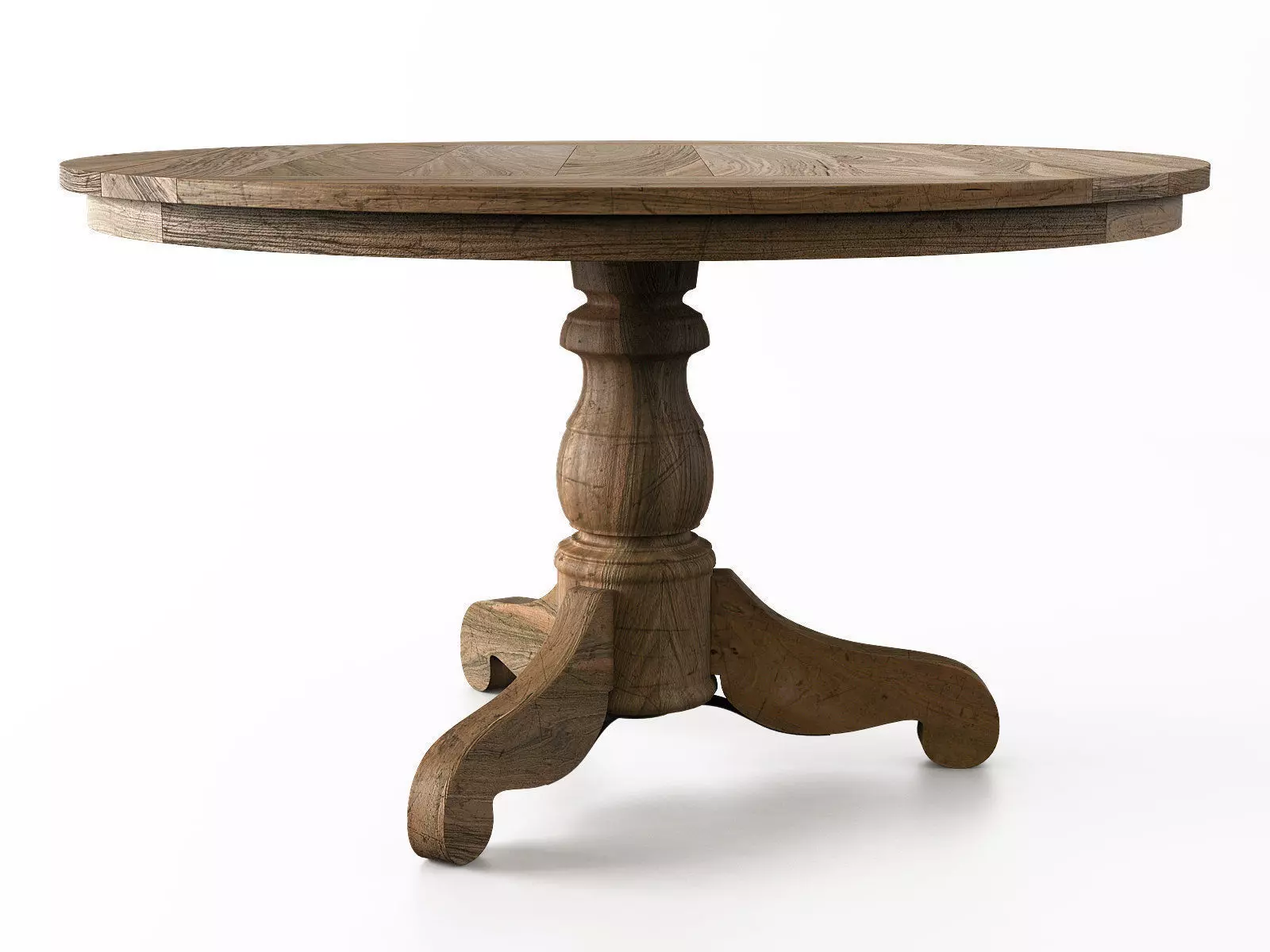 Woodstock round wooden table with four legs 3D model_0