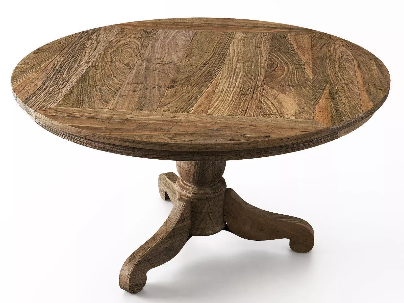 Woodstock round wooden table with four legs 3D model_1