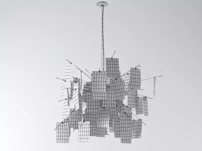 Zettelz 6 light fixture with paper hanging from it