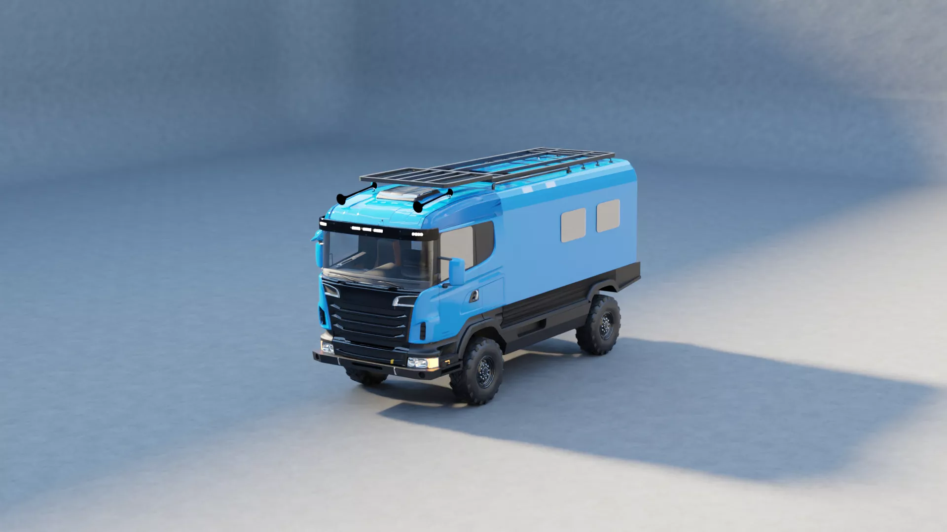 Off Road Cargo Camper Truck 4x4 Rigged Vehicle Model 3D model