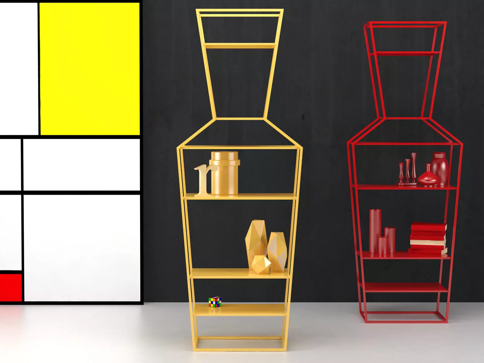 June metal shelf with three shelves 3D model_5