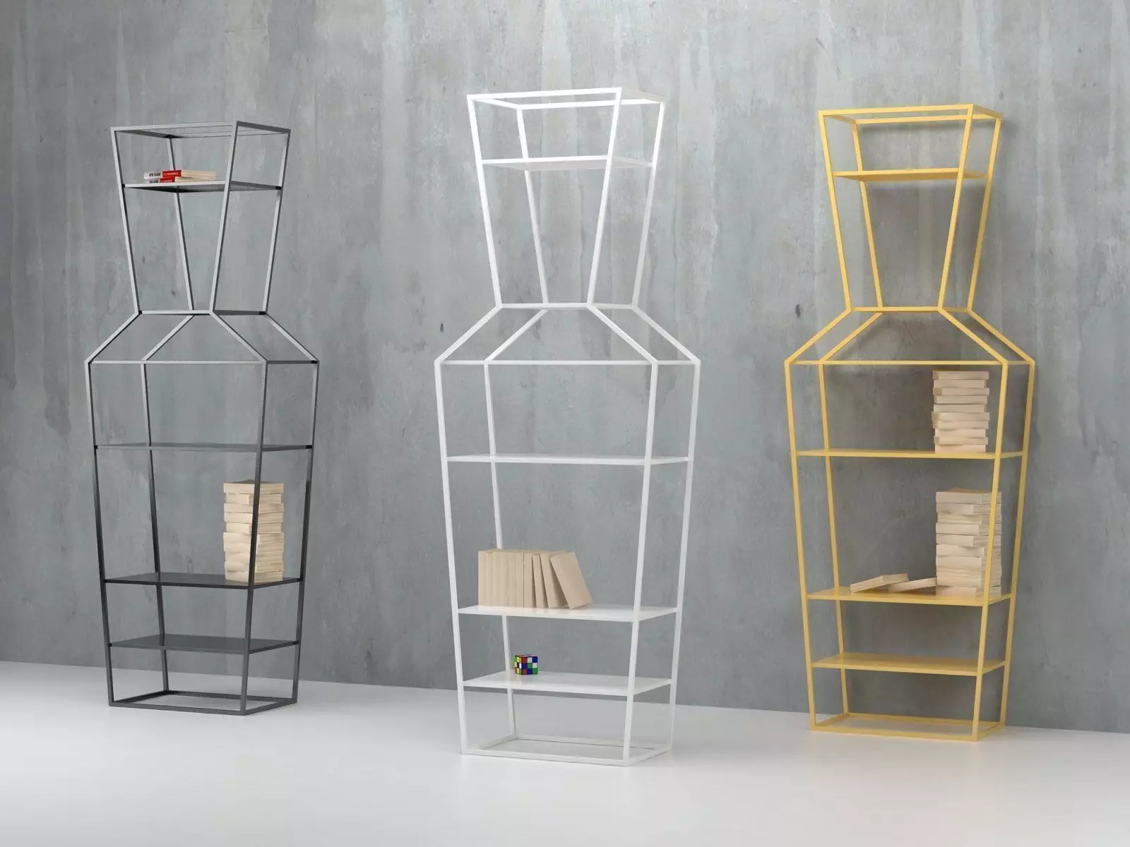 June metal shelf with three shelves 3D model_0