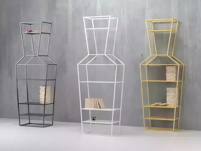 June metal shelf with three shelves 3D model