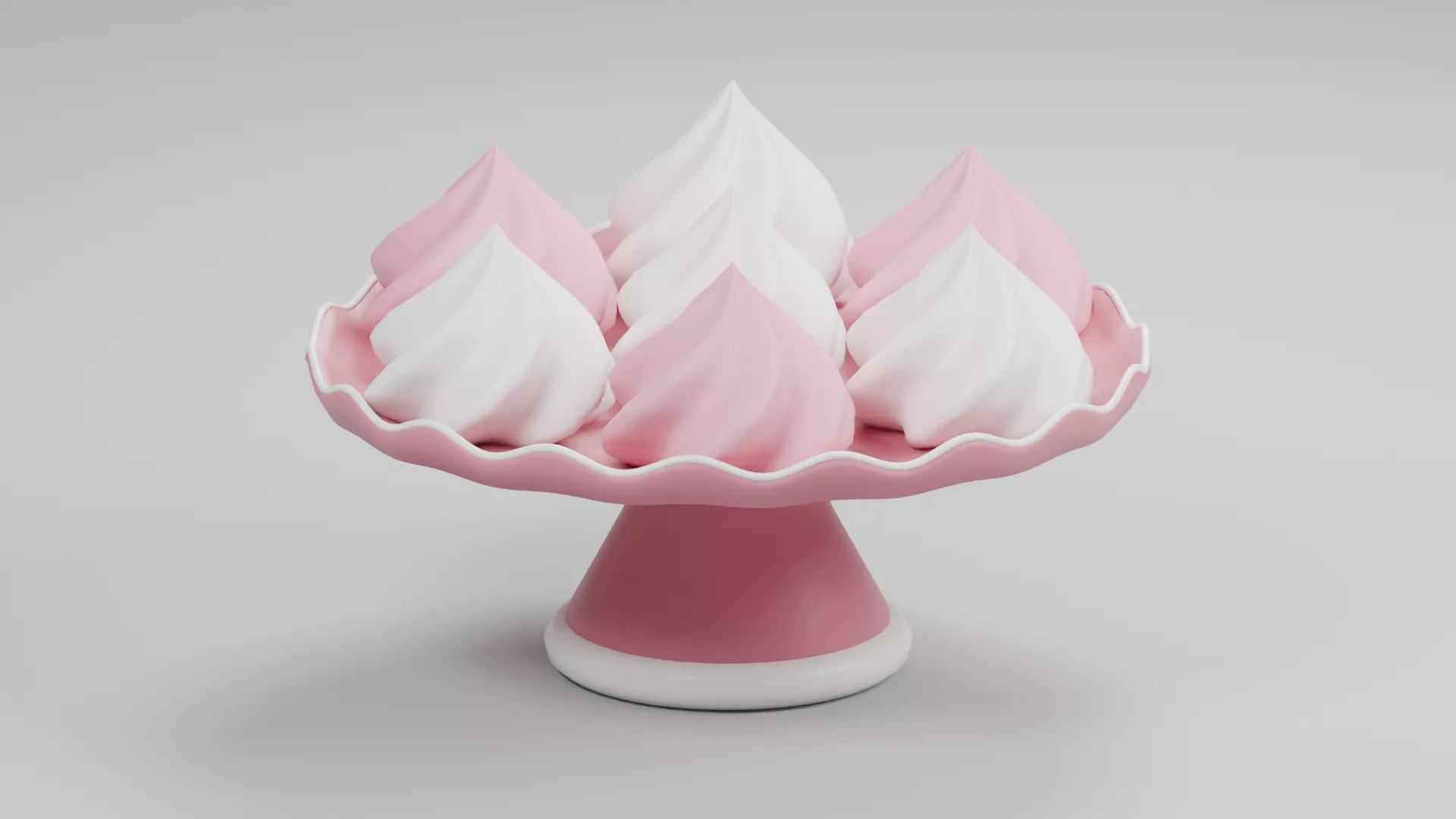 Meringues on a tray Low-poly 3D model