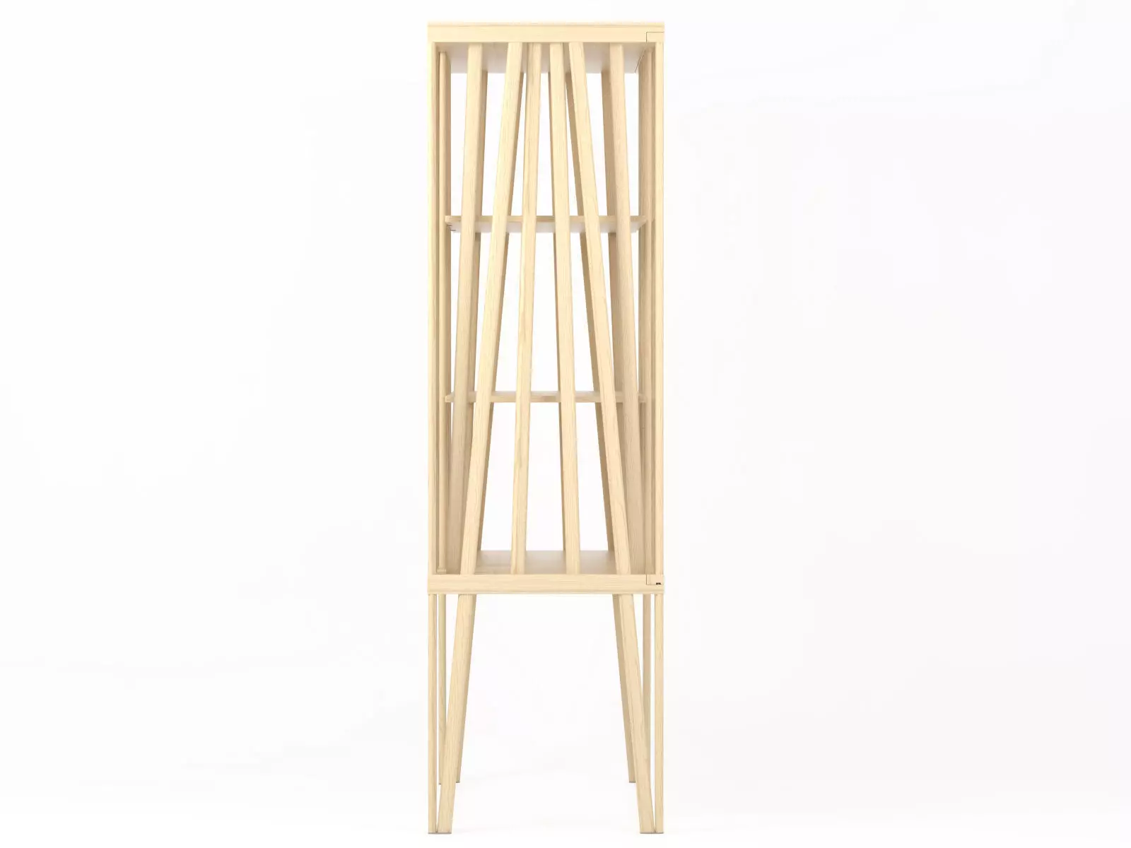 Mikado wooden bookcase made of strips of wood 3D model_3