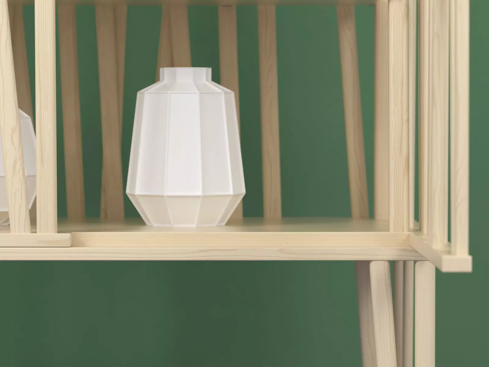 Mikado wooden bookcase made of strips of wood 3D model_7