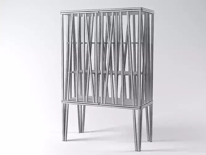 Mikado wooden bookcase made of strips of wood