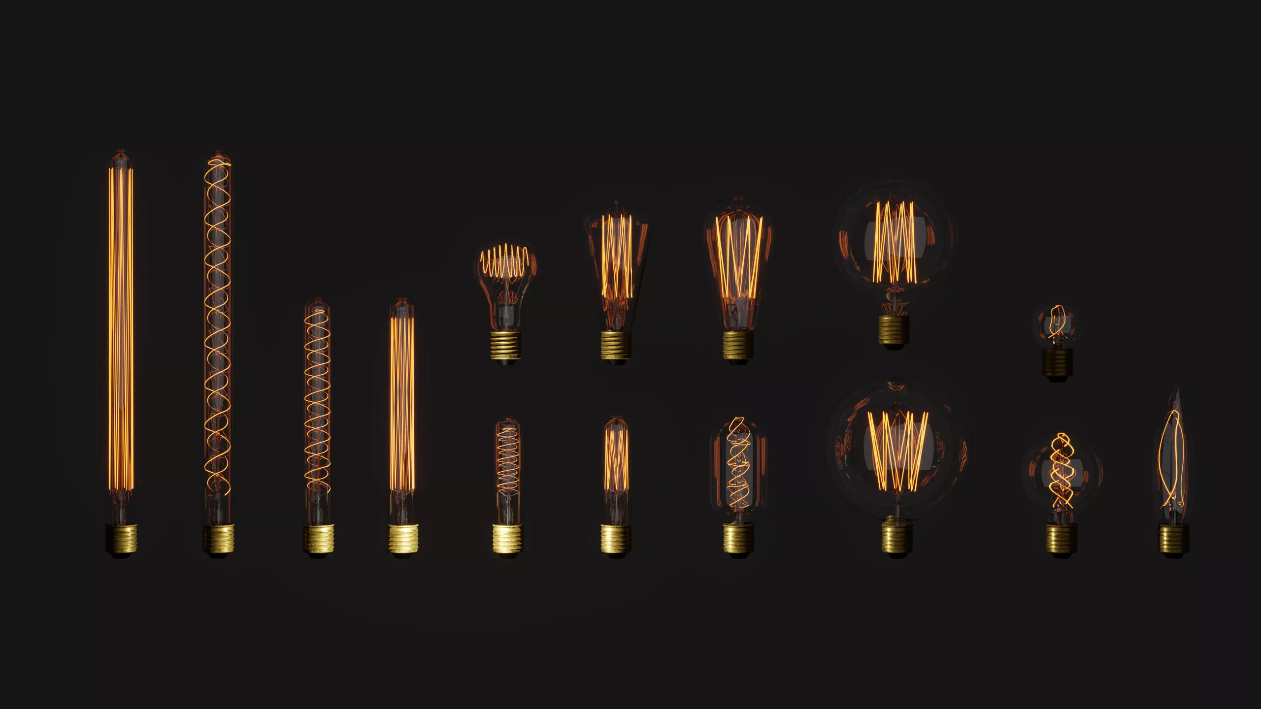 15 loft light bulbs pack collection PBR 3D model
