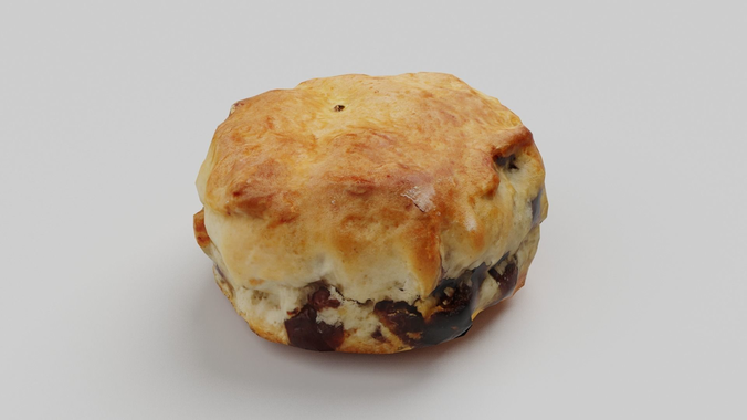 Raisin Scone Low-poly 3D model 4