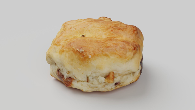 Raisin Scone Low-poly 3D model 2