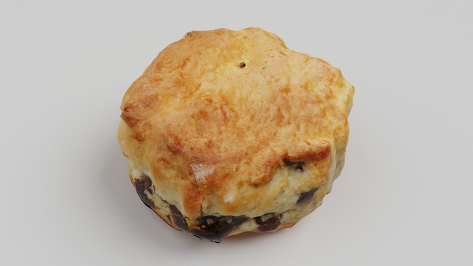 Raisin Scone Low-poly 3D model 6