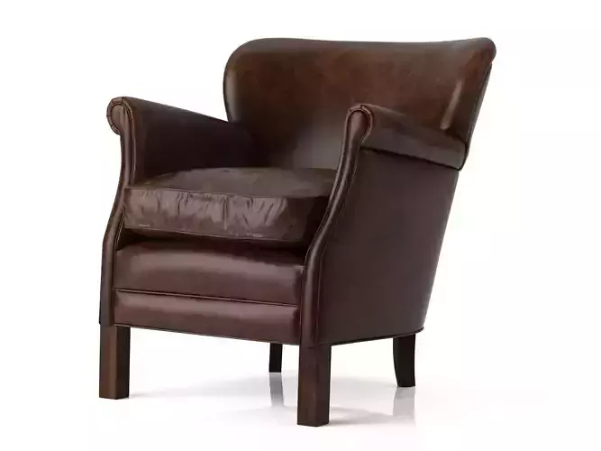 P L C leather club chair 3D model