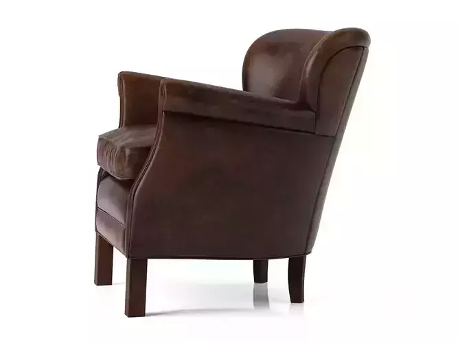 P L C leather club chair