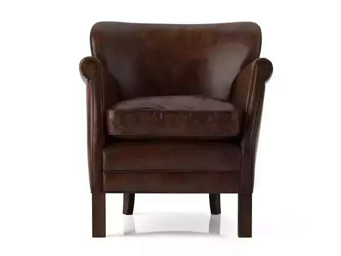 P L C leather club chair