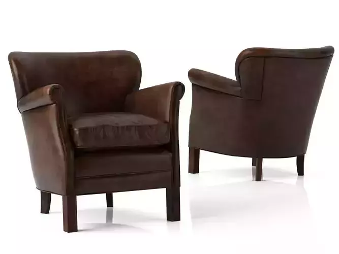P L C leather club chair