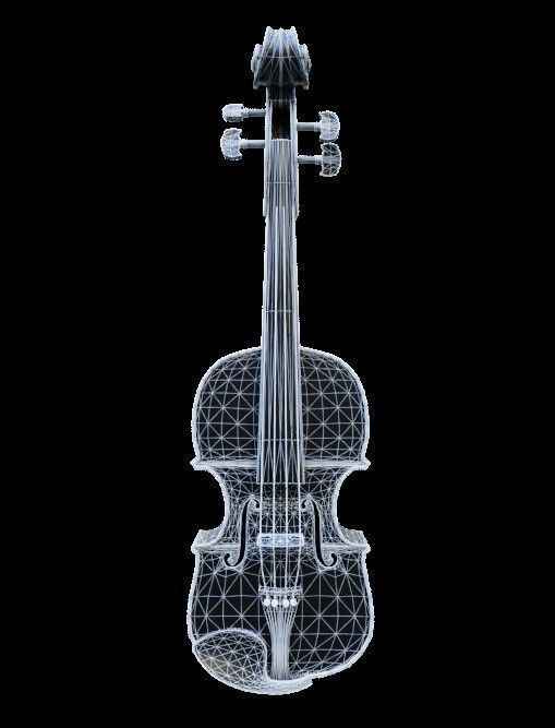 Violin Low-poly 3D model_7