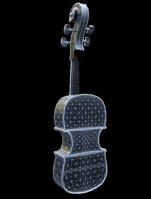 Violin Low-poly 3D model_8