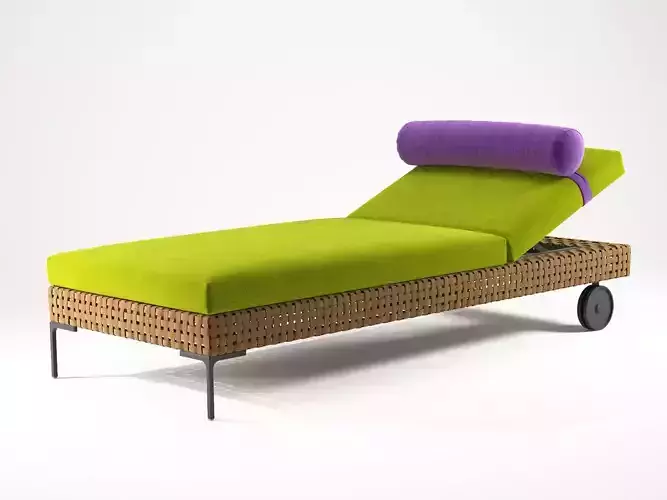 C C L rattan chaise lounge