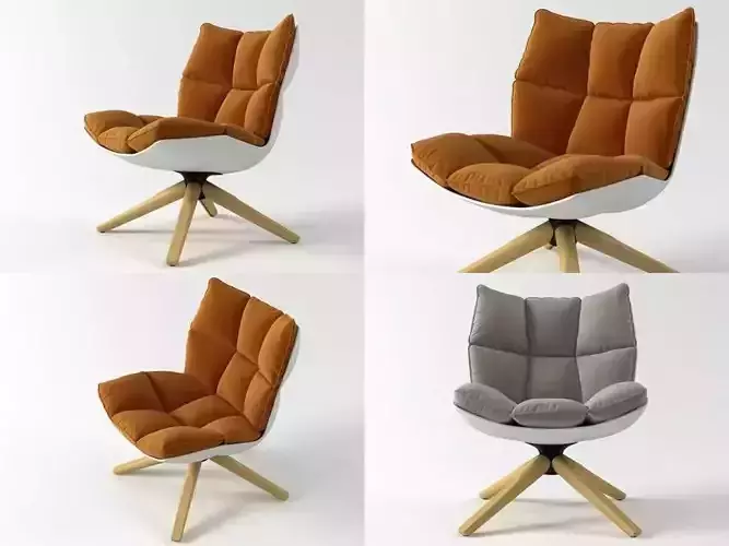 H four different chairs on wooden legs