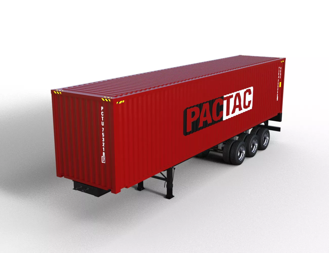High-Detail Semi-Trailer Cargo Container Rigged PBR 3D model