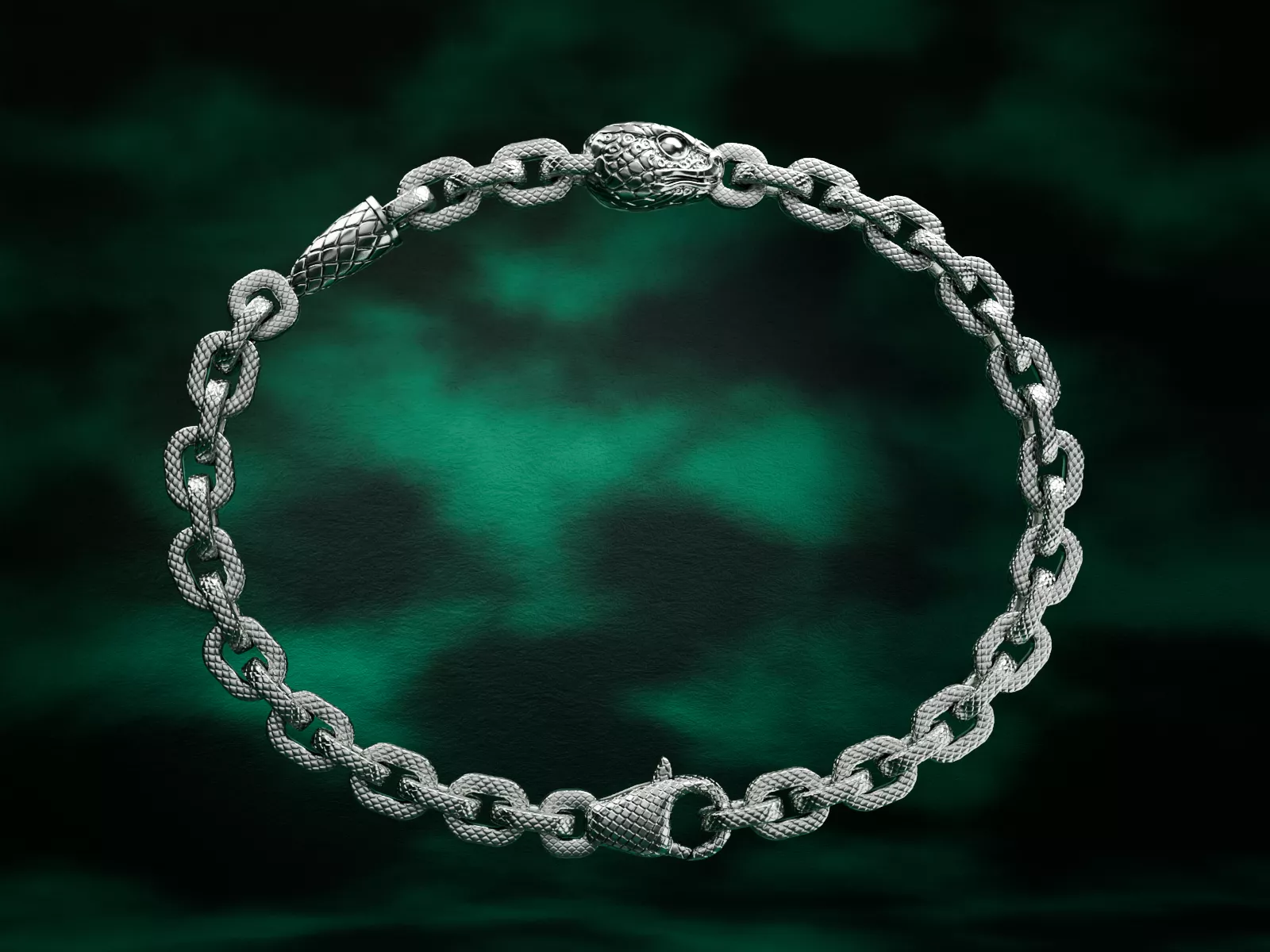Snake Chain Bracelet with Textured Lobster Clasp 3D print model