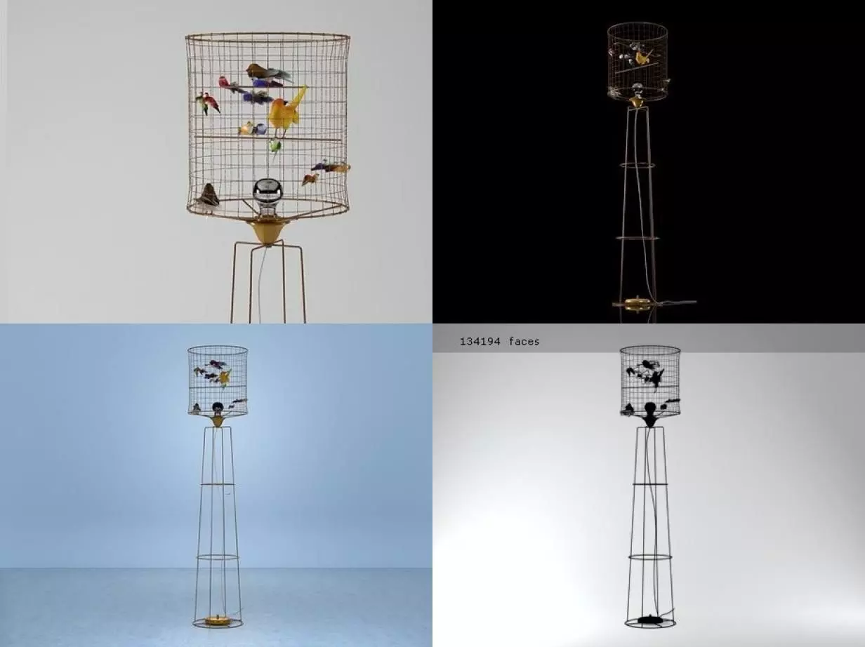 L bird cage floor lamp 3D model_0